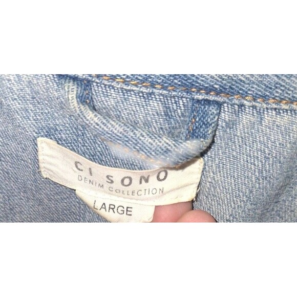 Ci Sono Red Rose Patch Women's Denim Jean Jacket Size Large - Picture 9 of 9